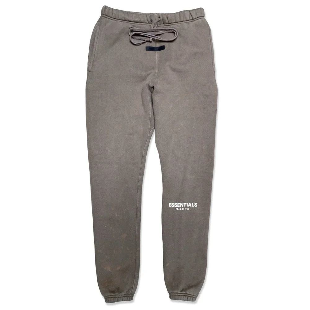 Fear of God Essentials Sweatpants XS Brown Fleece Logo Joggers Drawstring